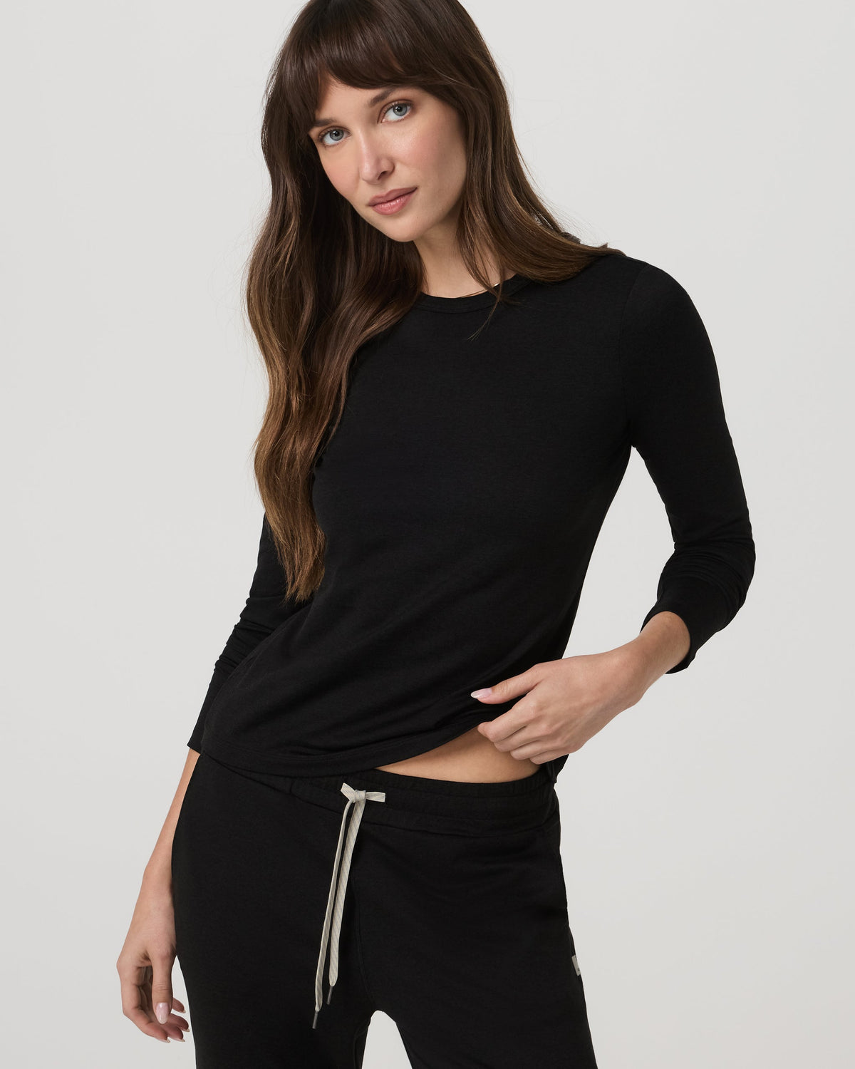 Long Sleeve Halo Essential Crew Tee | Black Heather