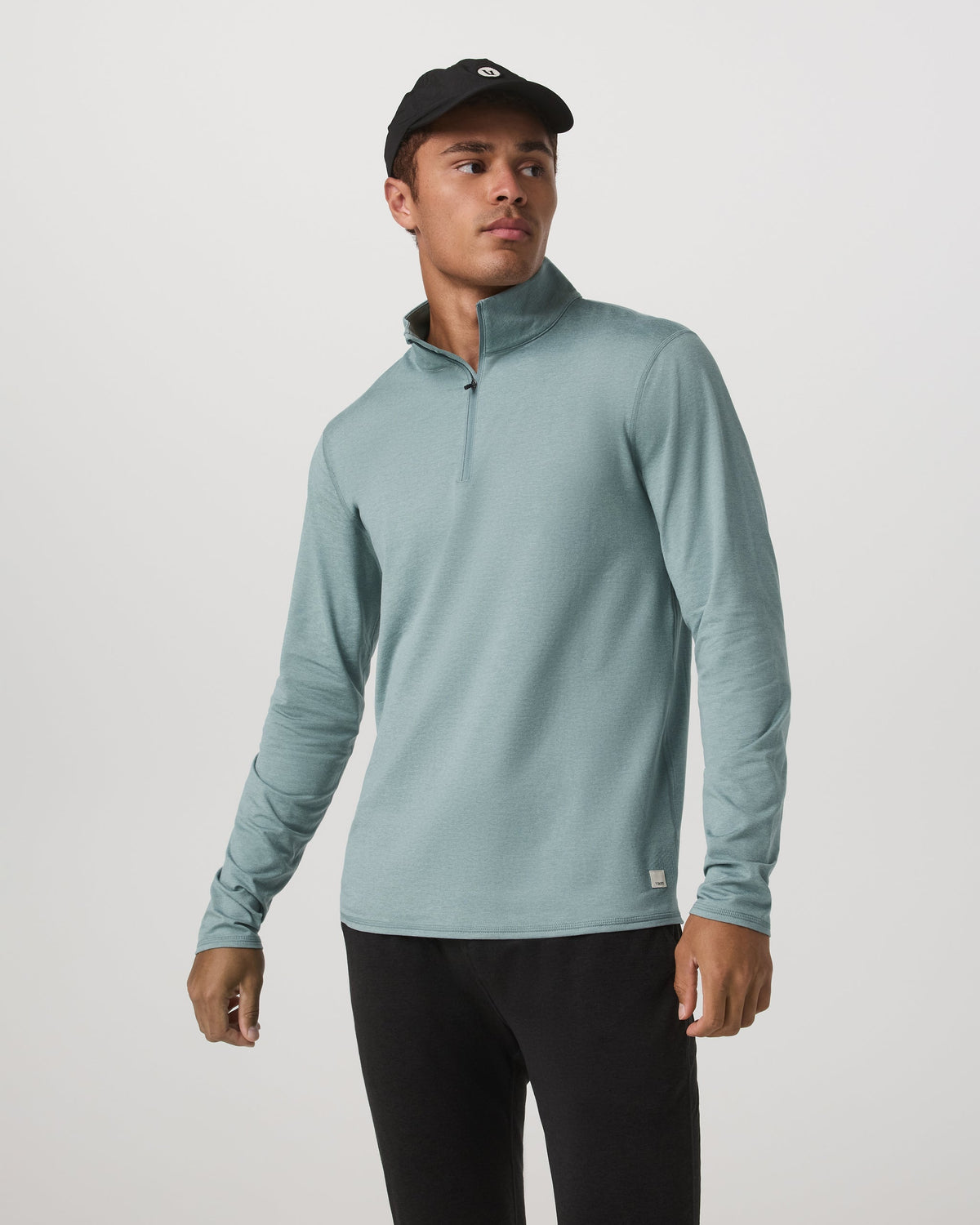 Ponto Half Zip Mock Neck | Misty Blue Heather