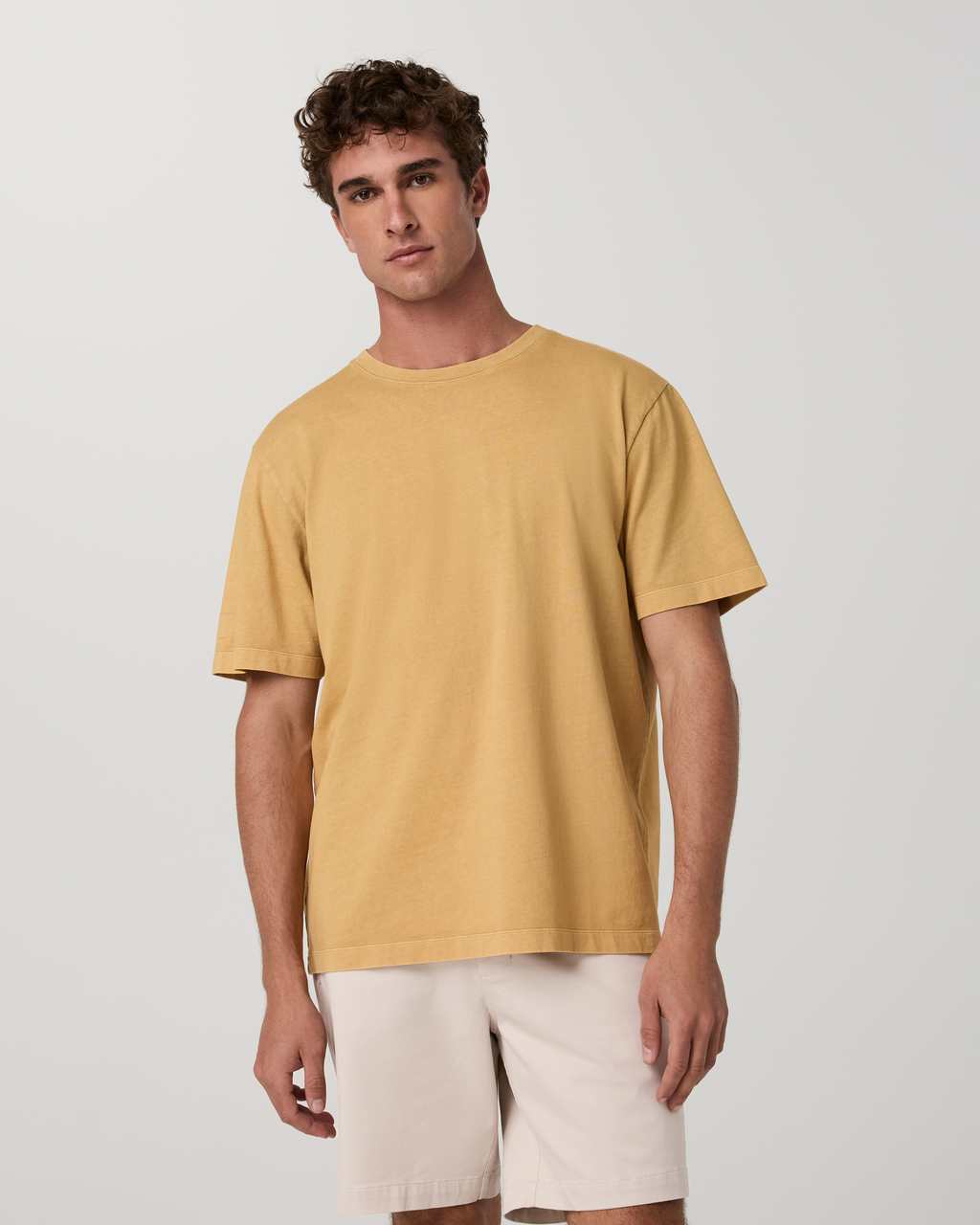 Short Sleeve Vuori Heavyweight Cotton Tee - Relaxed Fit | Golden Brown Garment Dye
