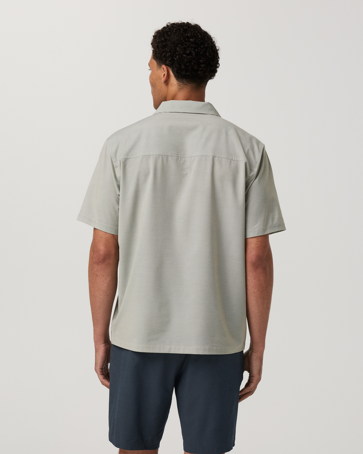 Short Sleeve Bridge Shirt - Camp Collar | Herb Micro Stripe