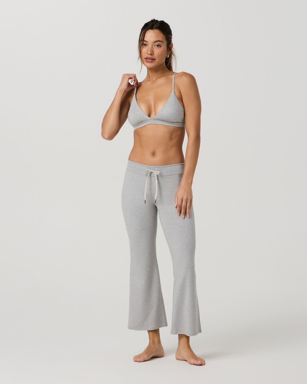Halo Slim Flare Ankle Pant | Pale Grey Heather