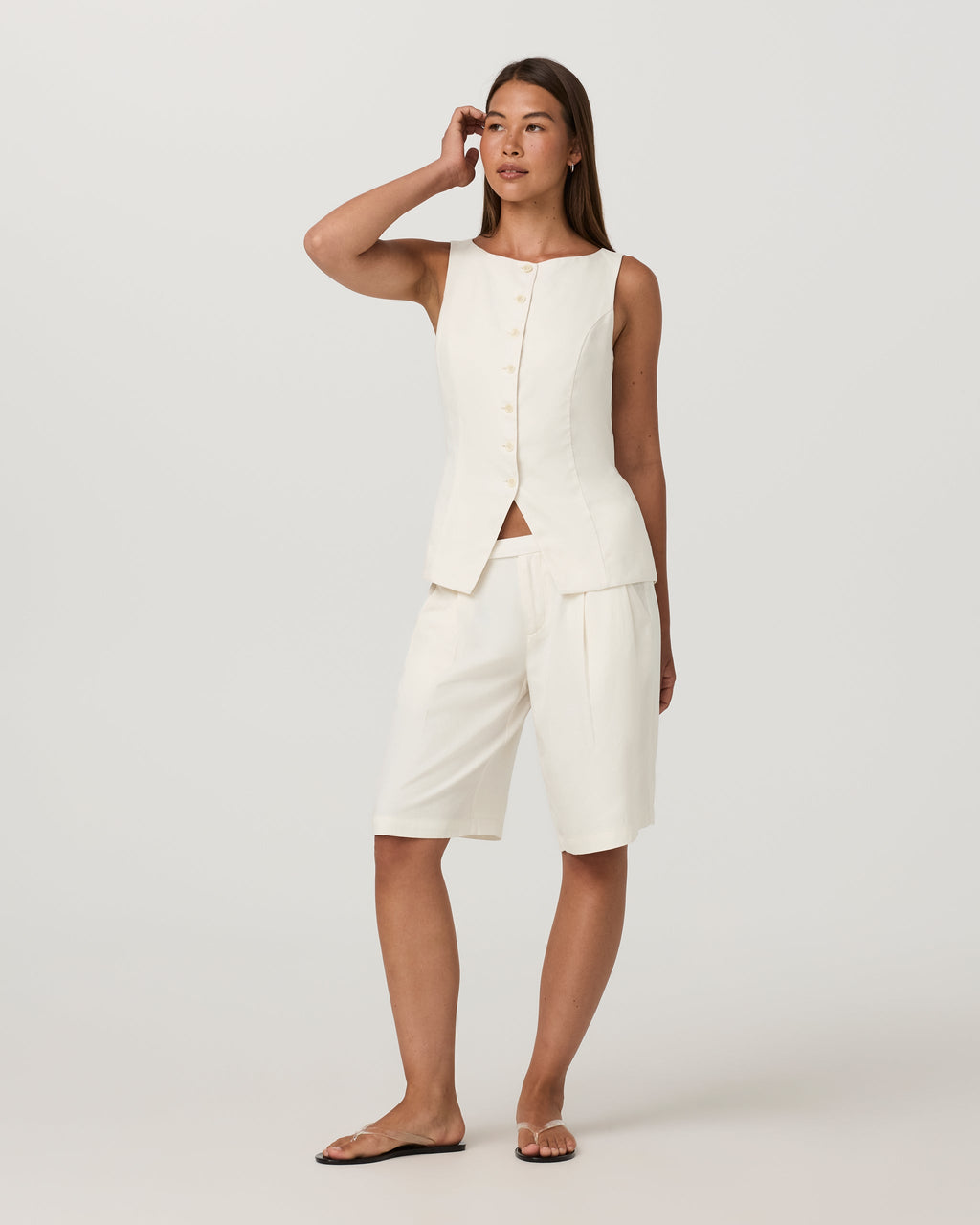 Trestles Twill Button Down Tank | Natural