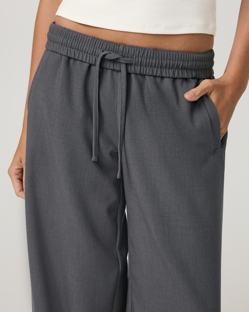 Sander Elastic Waist Trouser - Short | Charcoal Heather