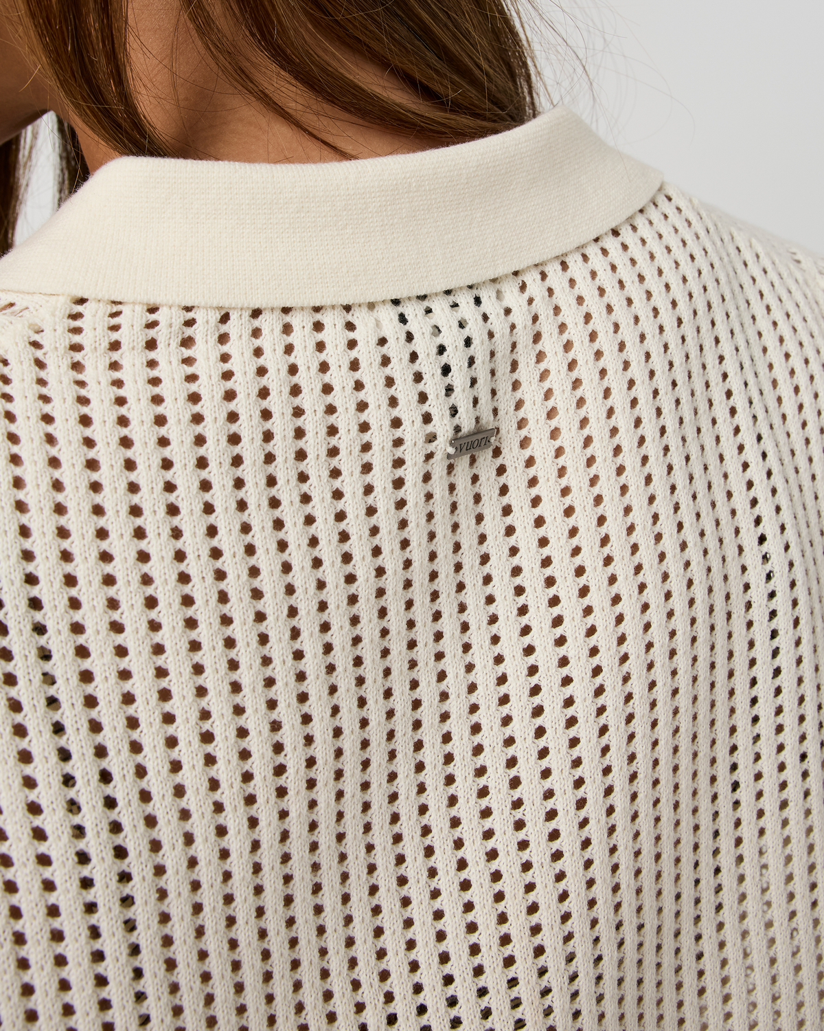 Short Sleeve Knitted Mesh Polo | Natural