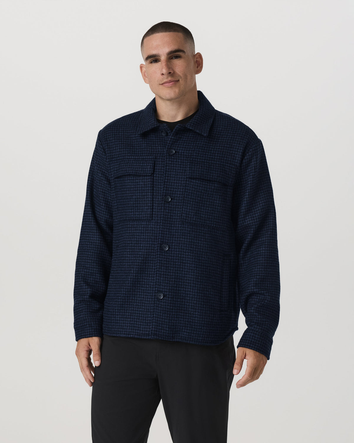 Ridge Natural Shirt Jacket | Navy Houndstooth