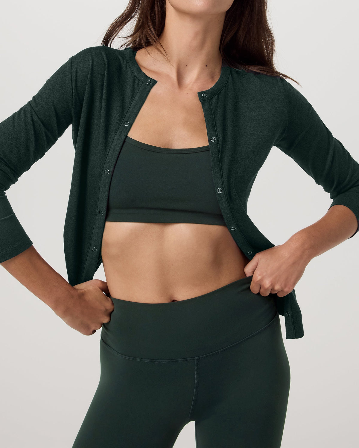 Long Sleeve Halo Snap Cardigan | Evergreen Heather