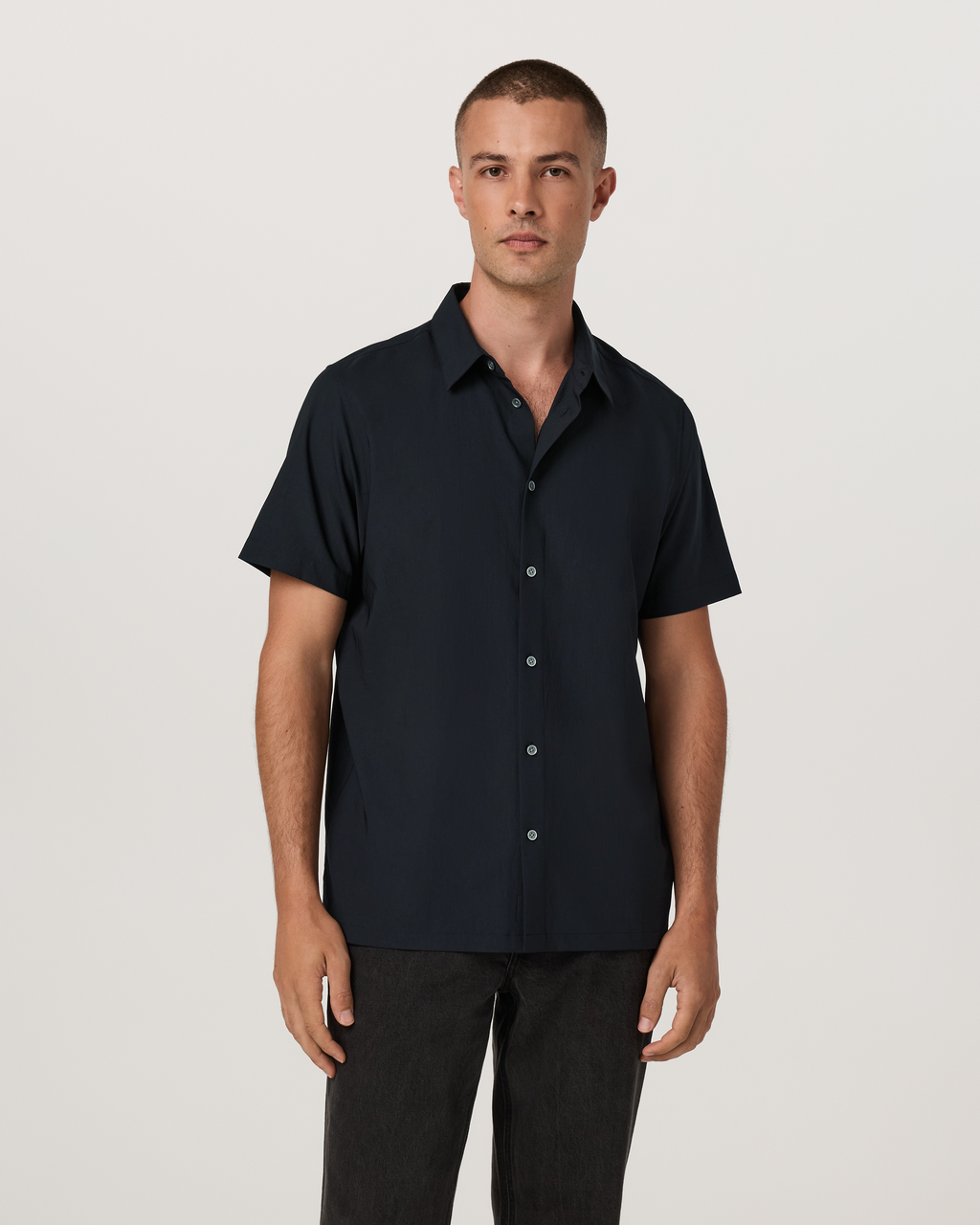 Short Sleeve Manhattan Button Down | Black