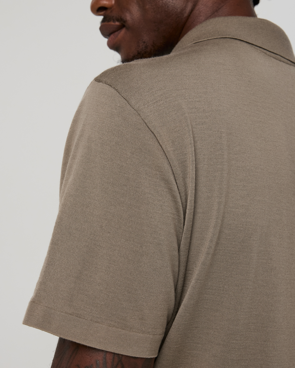 Short Sleeve Merino Wool Sweater Polo | Taupe