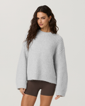 Chunky Knit Crew | Pale Grey Heather