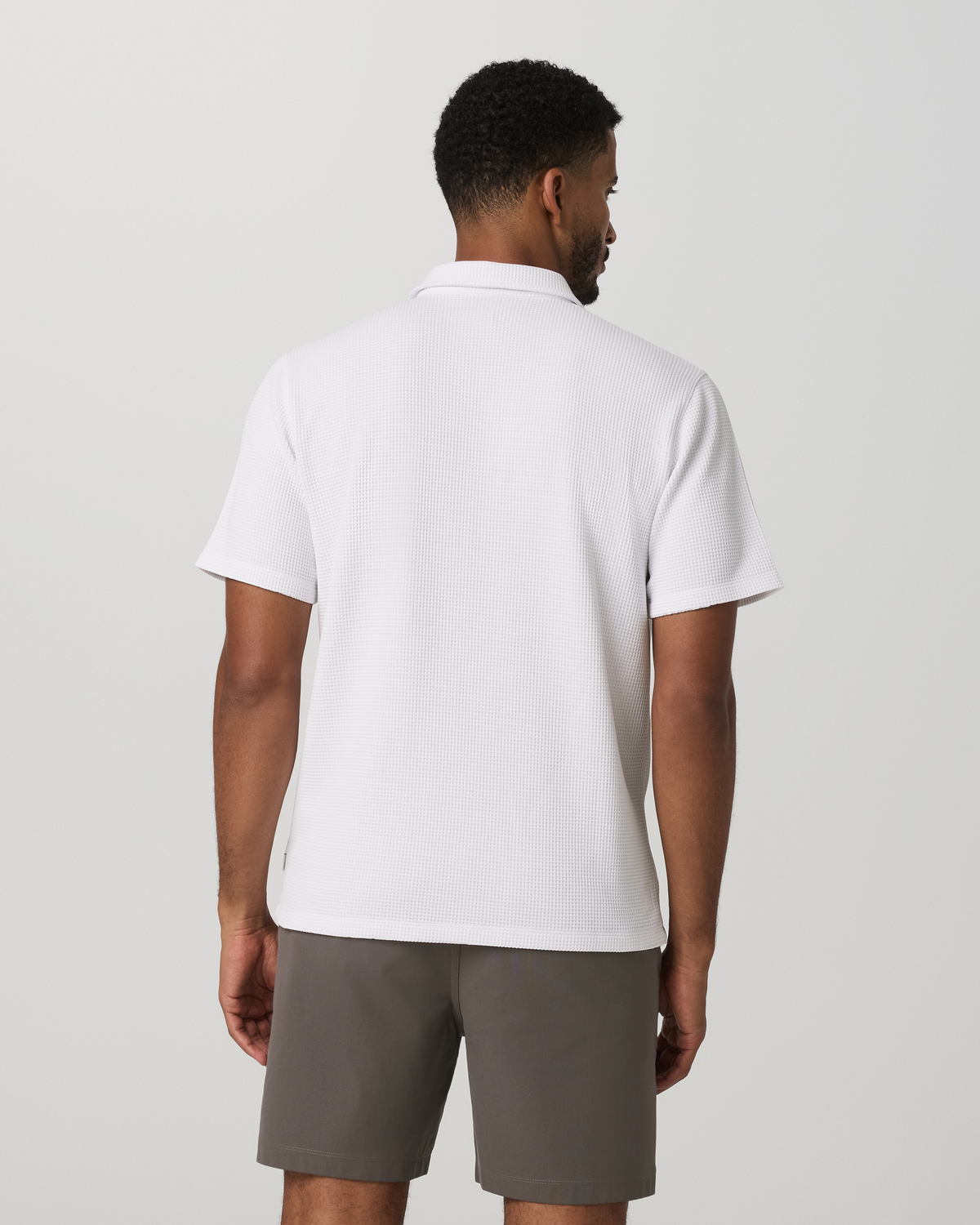 Short Sleeve Lightweight Tech Waffle Polo - Relaxed Fit | White