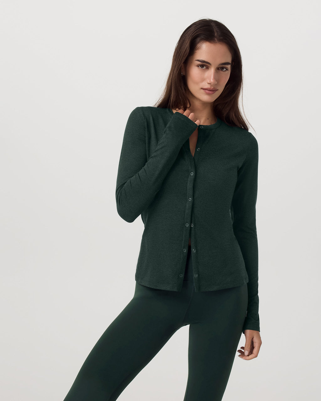 Long Sleeve Halo Snap Cardigan | Evergreen Heather