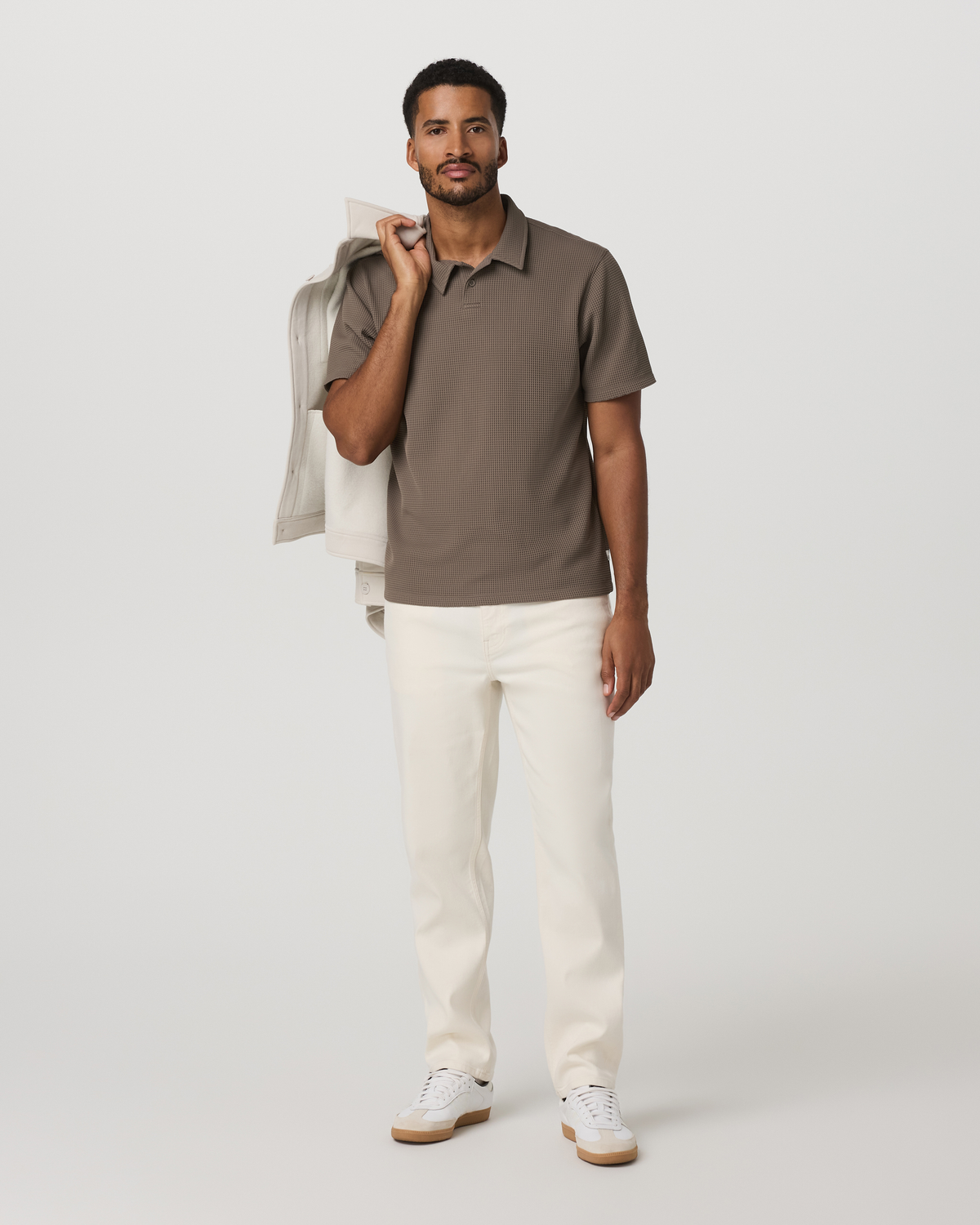 Short Sleeve Lightweight Tech Waffle Polo - Relaxed Fit | Bark