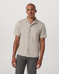 Short Sleeve Knit Oxford Camp Collar Button Down | Truffle