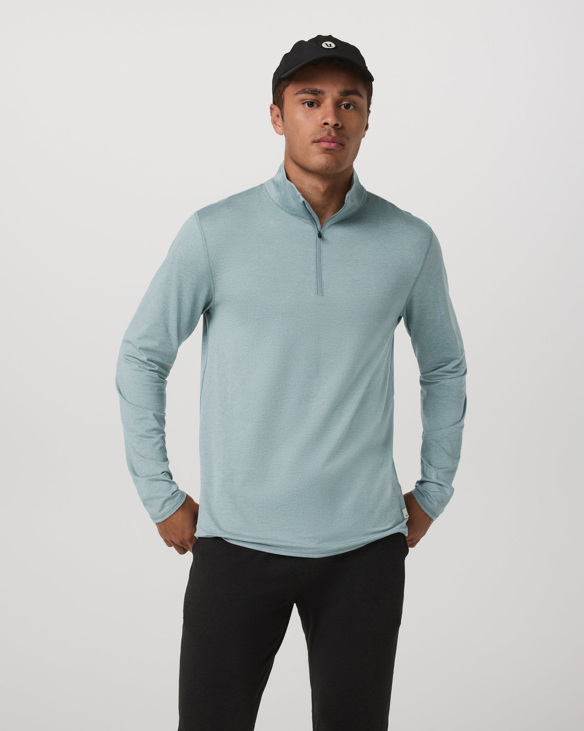 Ponto Half Zip Mock Neck | Misty Blue Heather
