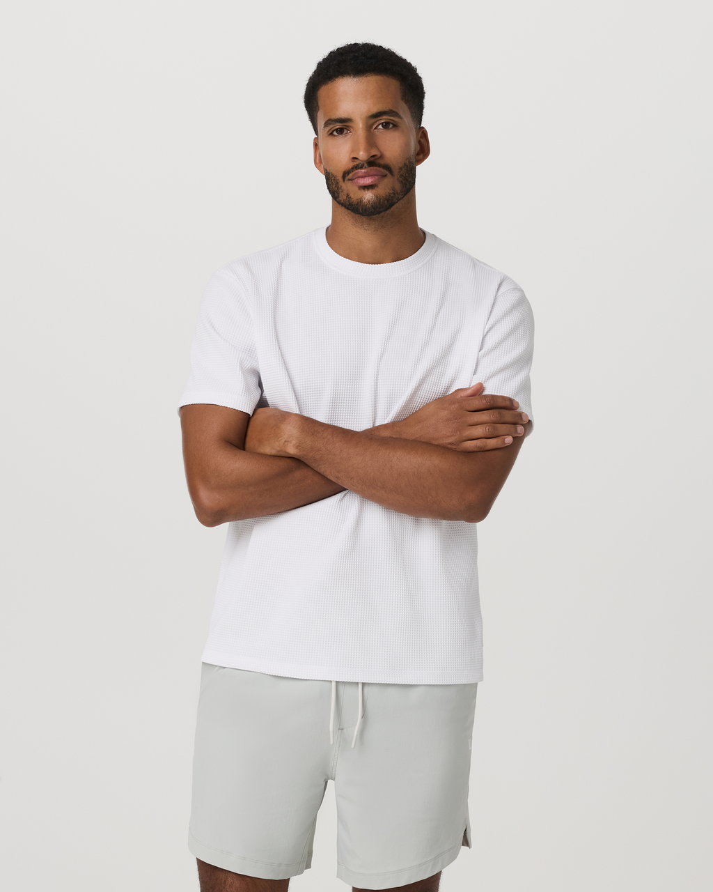 Short Sleeve Lightweight Tech Waffle Tee - Relaxed Fit | White