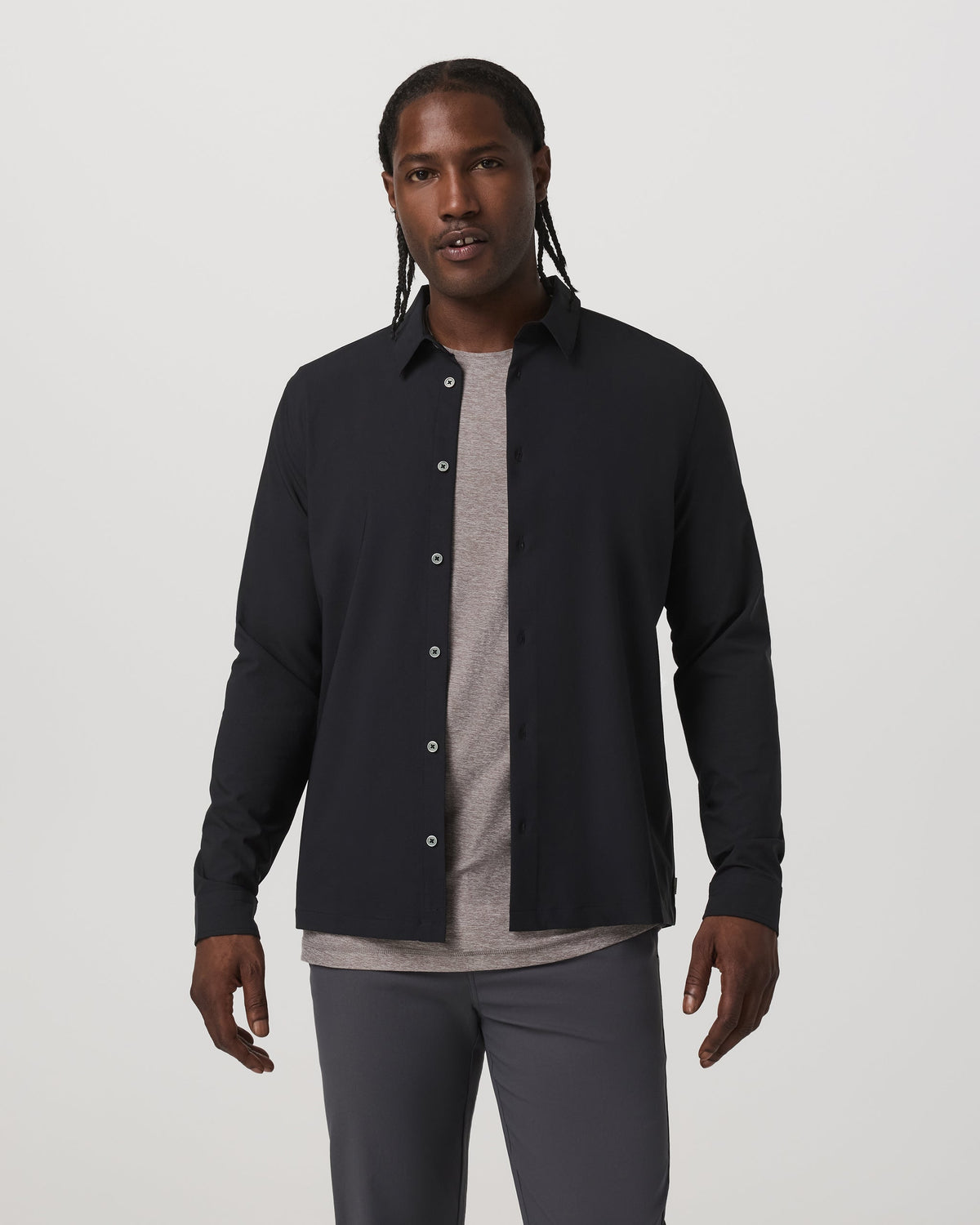 Long Sleeve Manhattan Button Down | Black