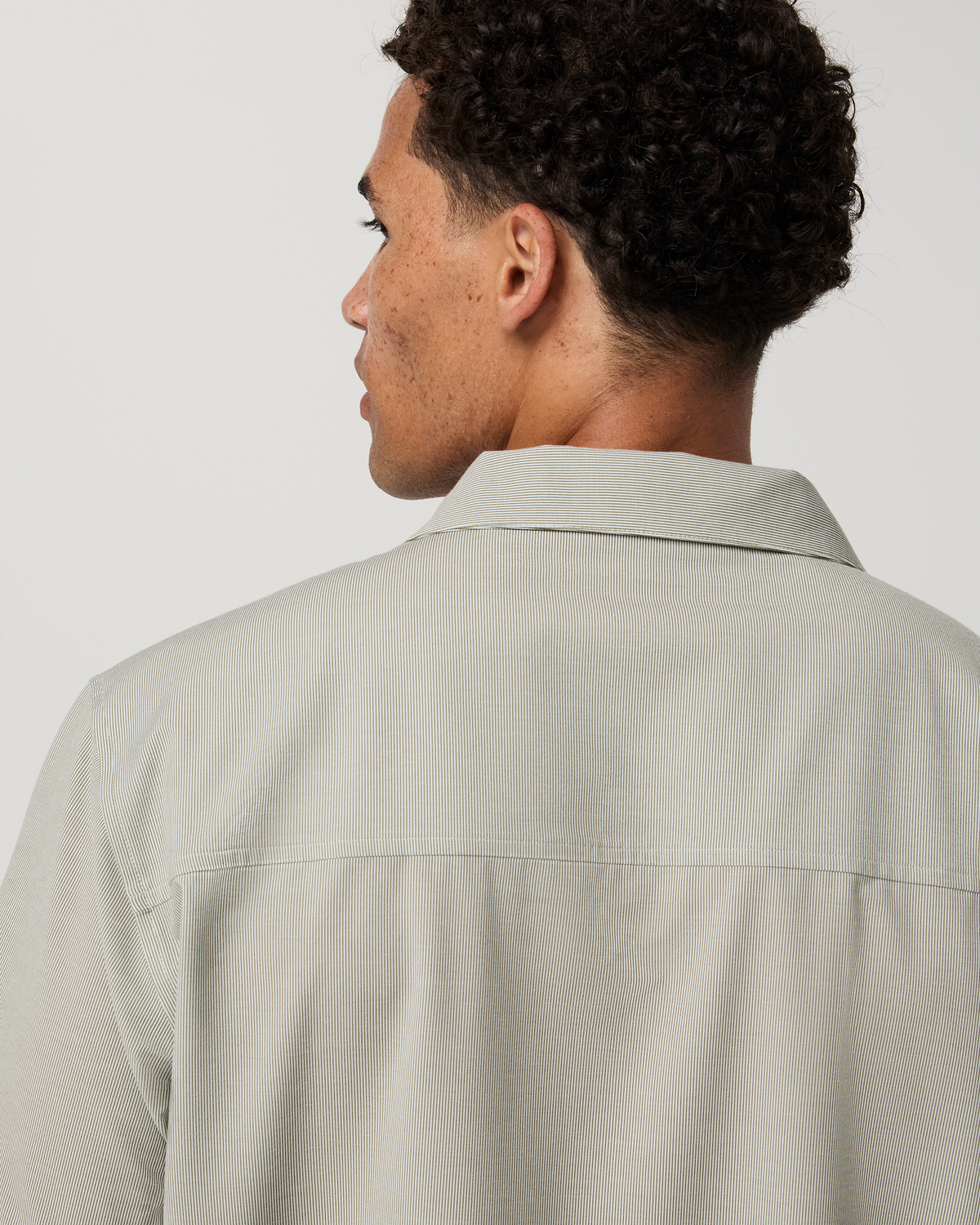Short Sleeve Bridge Shirt - Camp Collar | Herb Micro Stripe