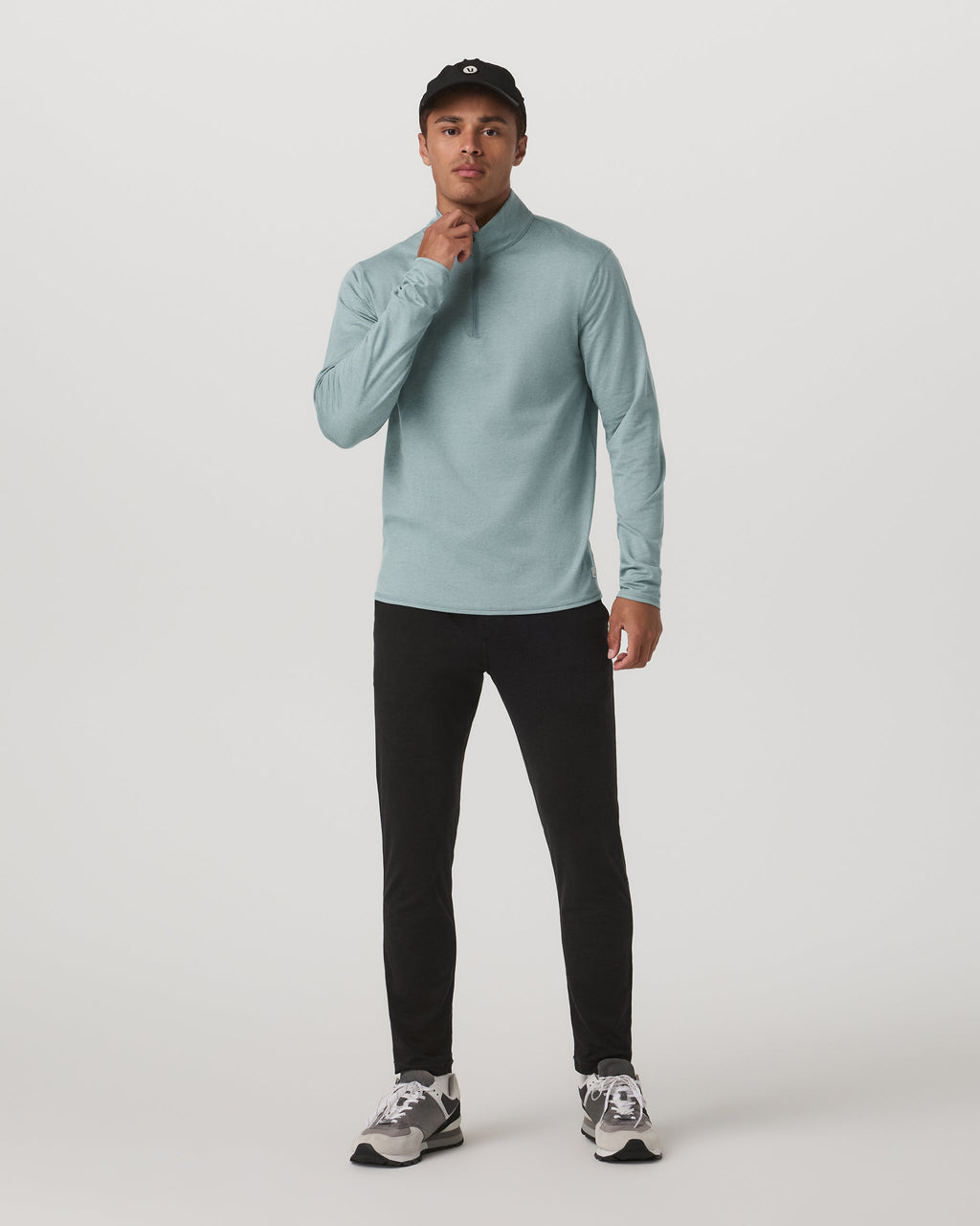 Ponto Half Zip Mock Neck | Misty Blue Heather