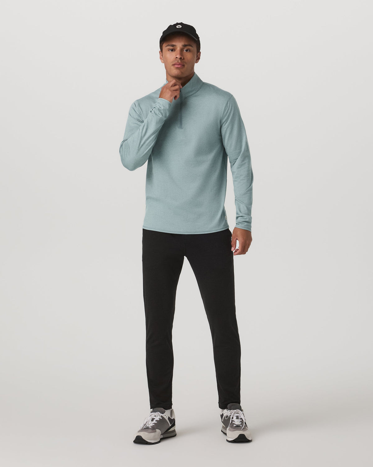 Ponto Half Zip Mock Neck | Misty Blue Heather
