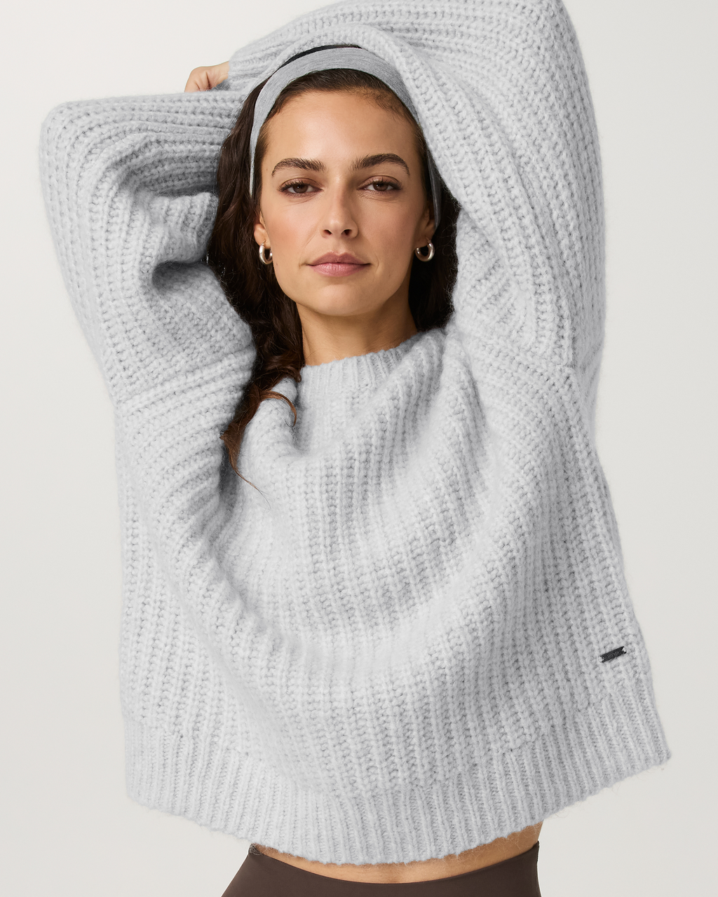 Chunky Knit Crew | Pale Grey Heather