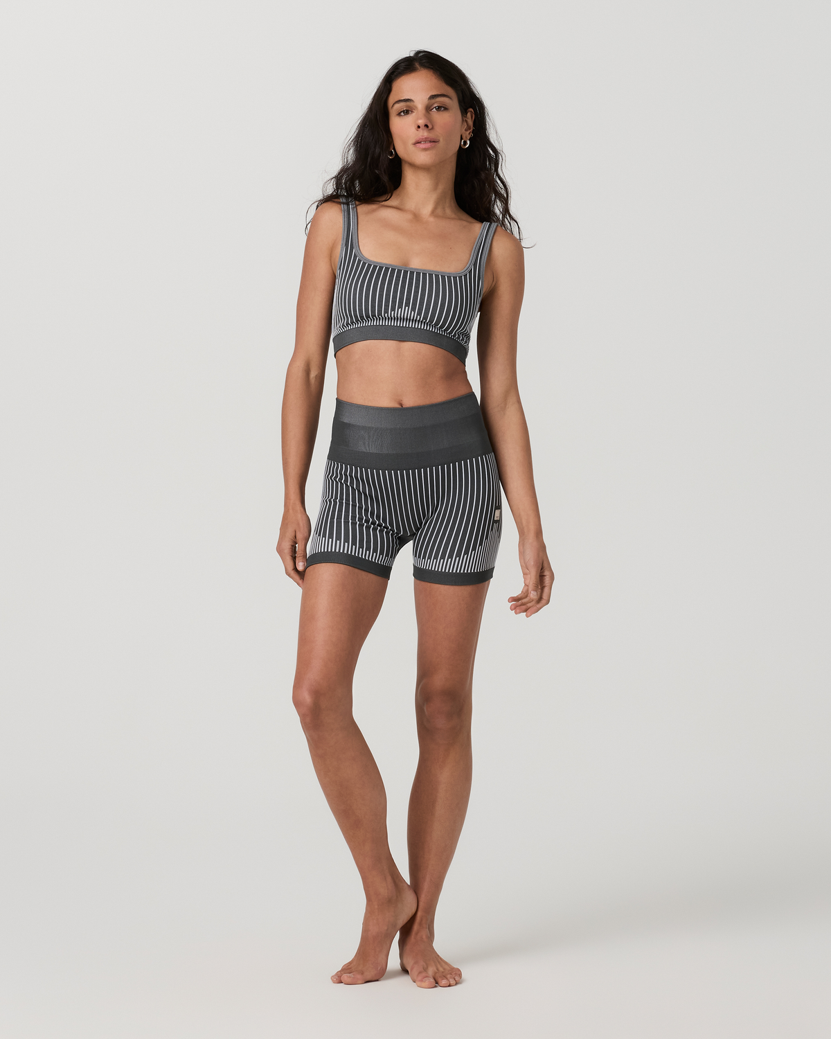 Bi-Color Seamless Longline Bra | Light Grey/Charcoal