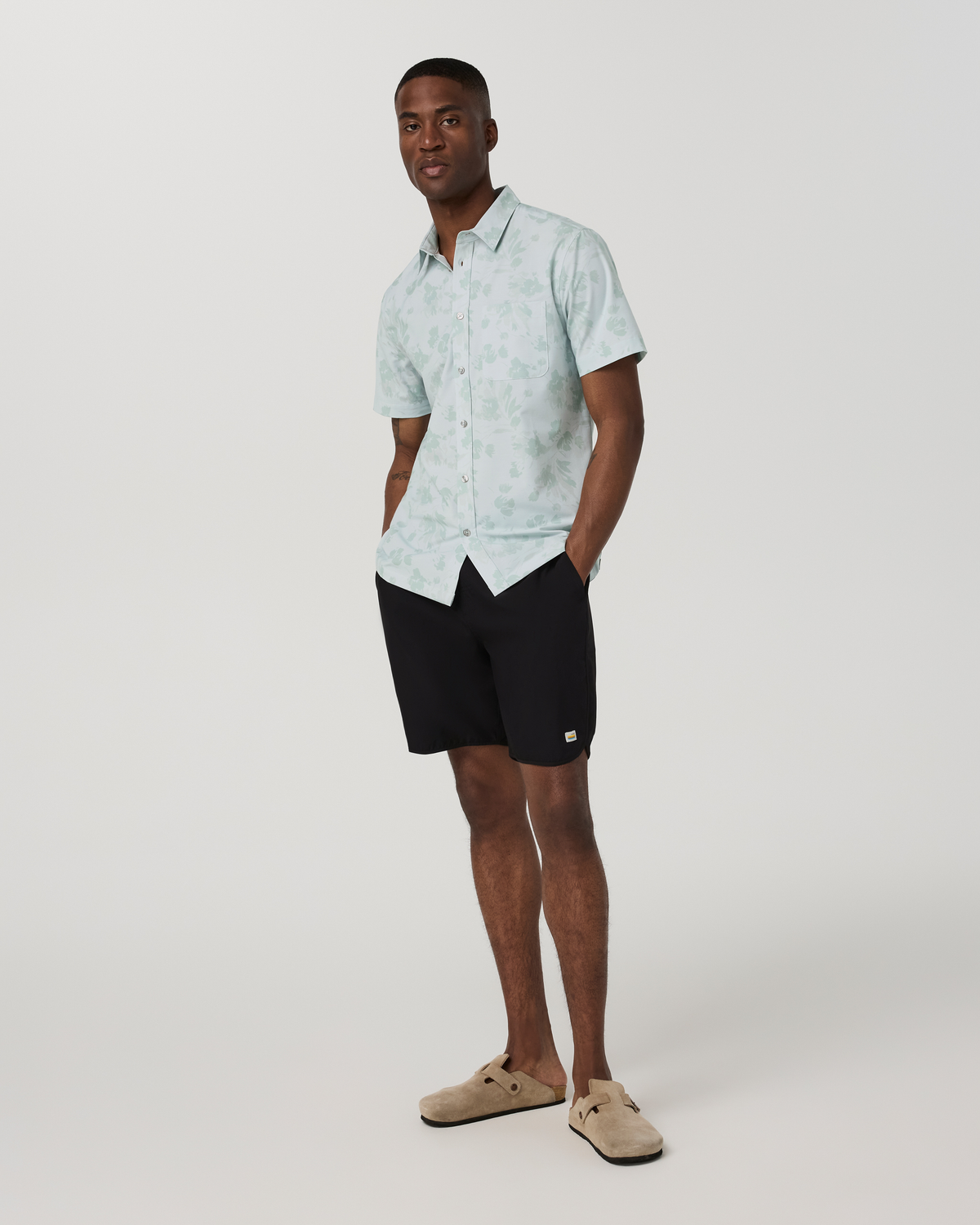Short Sleeve Bridge Button Down | Storm Blue Fleur