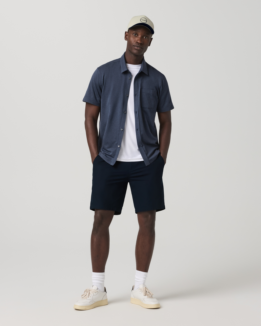 Short Sleeve Ponto Button Down Shirt | Azure Heather